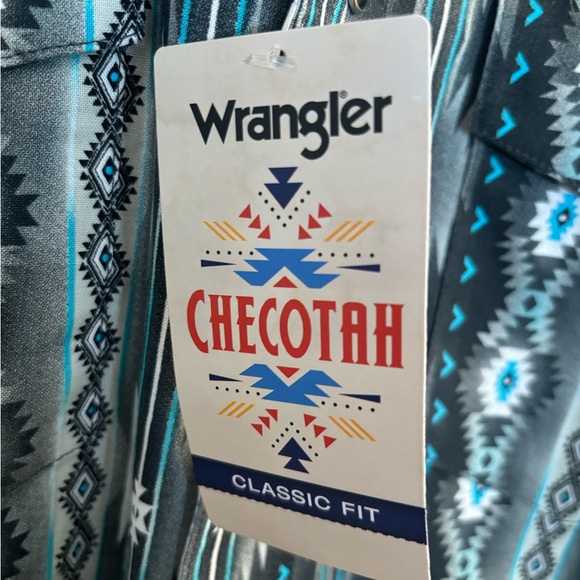 Wrangler Checotah Long Sleeve Western Snap Print Shirt Small - Picture 3 of 8